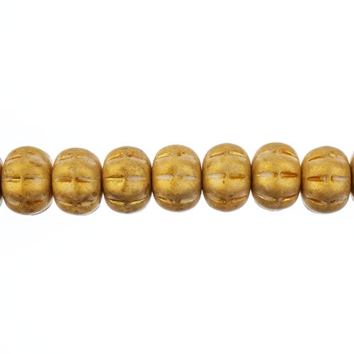 69pcs John Bead 8x11mm Sand Picasso on Alabaster White Czech Pressed Glass Pumpkin Bead Strand for Jewelry Bracelet Necklace Making