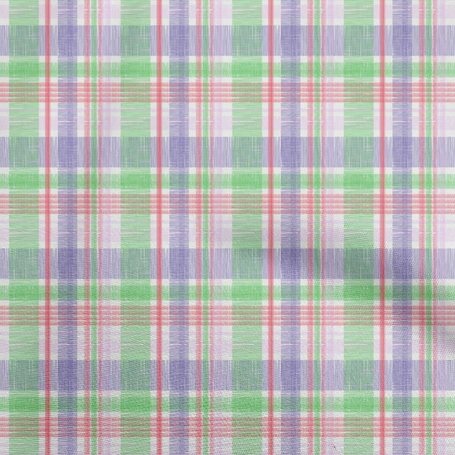 oneOone Polyester Spandex Red Fabric Check Brush Stroke Craft Projects Decor Fabric Printed By The Yard 56 Inch Wide