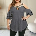 thumbnail image 3 of Dream Lifestyle Women T-shirts Short Sleeve Loose Fit Plus Size Off Shoulder Casual Top Streetwear, 3 of 8