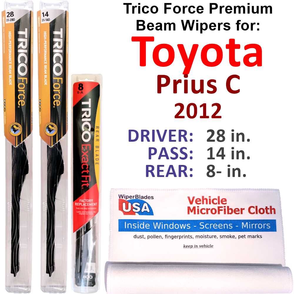 2012 Toyota Prius C Performance Beam Wipers (Set of 3) w/Rear Wiper