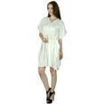 thumbnail image 2 of Bimba Women Short White Rayon Kaftan Slight Sheer Coverup Caftan, 2 of 6
