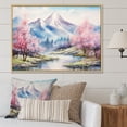 thumbnail image 2 of Designart "Sakura Summit Fog Pink Beauty in Japan's Mountains I" Extra Large Landscapes Framed Wall Art - Traditional Pink Japan Entryway Framed Wall Art Print, 2 of 7