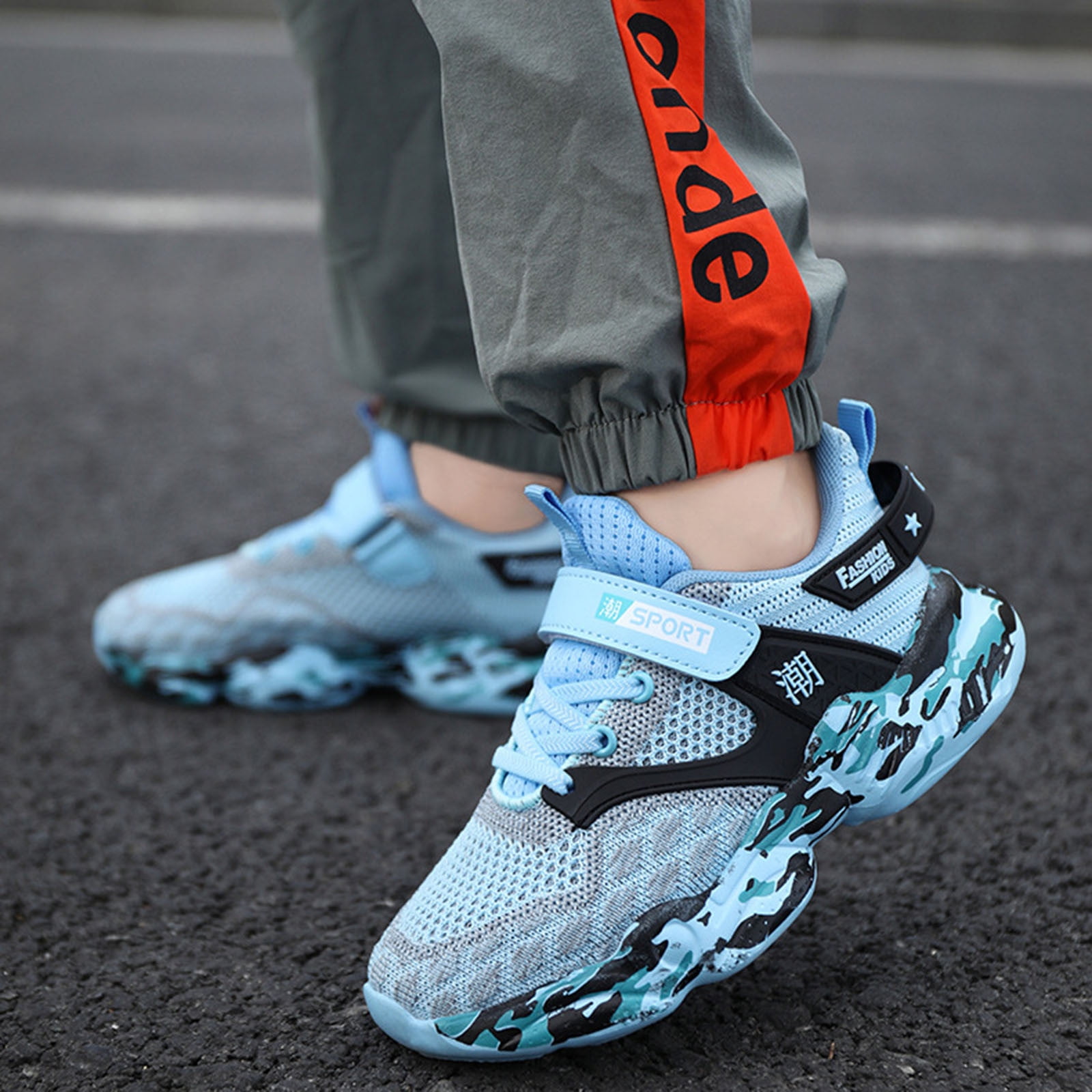 Boys Girls Tennis Running Shoes Kids Soft Mesh Breathable Athletic Sports Gym Sneakers For Little/Big Kid Comfort Toddler Footwear, Sky Blue, 9.5-10 Years