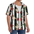 thumbnail image 4 of Vsdgher Rose Flowers Print Men's Wrinkle Free Untucked Cuban Shirt Business Casual Button Down Shirts Short Sleeve Shirt, 4 of 7