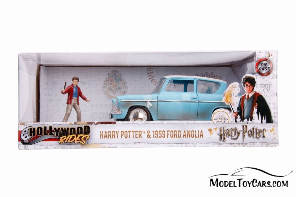 blue ford anglia toy car