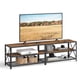thumbnail image 1 of Mueble de TV, Mesa de TV para Televisores de hasta 75 Pulgadas, Ancho 178 cm, Marco de Acero, con Estantes, para Salón, Dormitorio, Marrón Rústico y Negro LTV096B01, 1 of 5