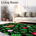 thumbnail image 2 of ODIKA 2'x3' Machine Washable Non-Slip Area Rug, Enchanted Forest Sloth with Holiday Baubles and Stylized Pine Leaves High Traffic Rug, Black, 635027, 2 of 7