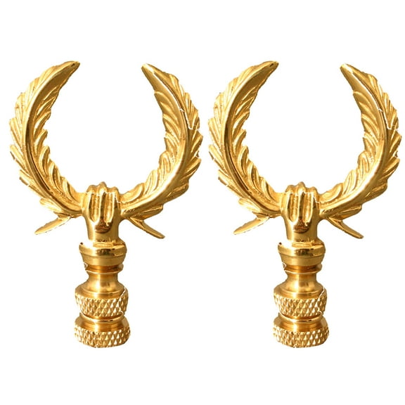 Royal Designs, Inc. Laurel Wreath Lamp Finial for Lamp Shade, F-105PB-2, Polished Brass, Pack of 2