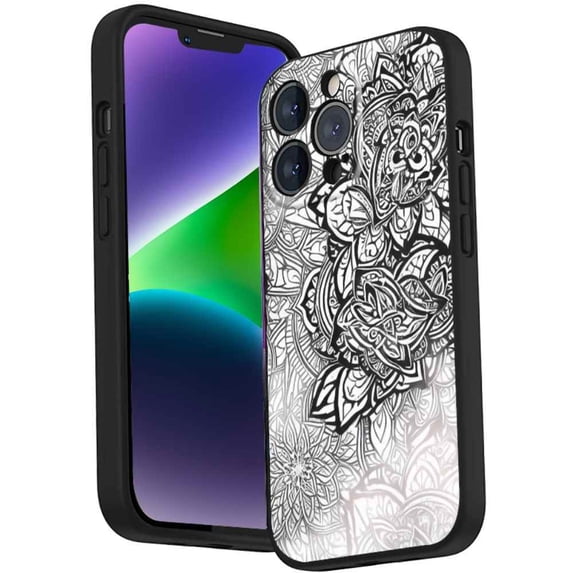 Compatible with iPhone 14 Pro Phone Case, Mandala-111 Case Men Women, Flexible Silicone Shockproof Case for iPhone 14 Pro
