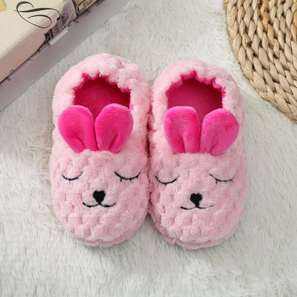Adorables zapatillas de casa para niños con animales, zapatos sin cordones para niñas, zapatillas cómodas antideslizantes de conejo de peluche suave , 15,5 CM 155 cm Baoblaze Pantuflas de felpa