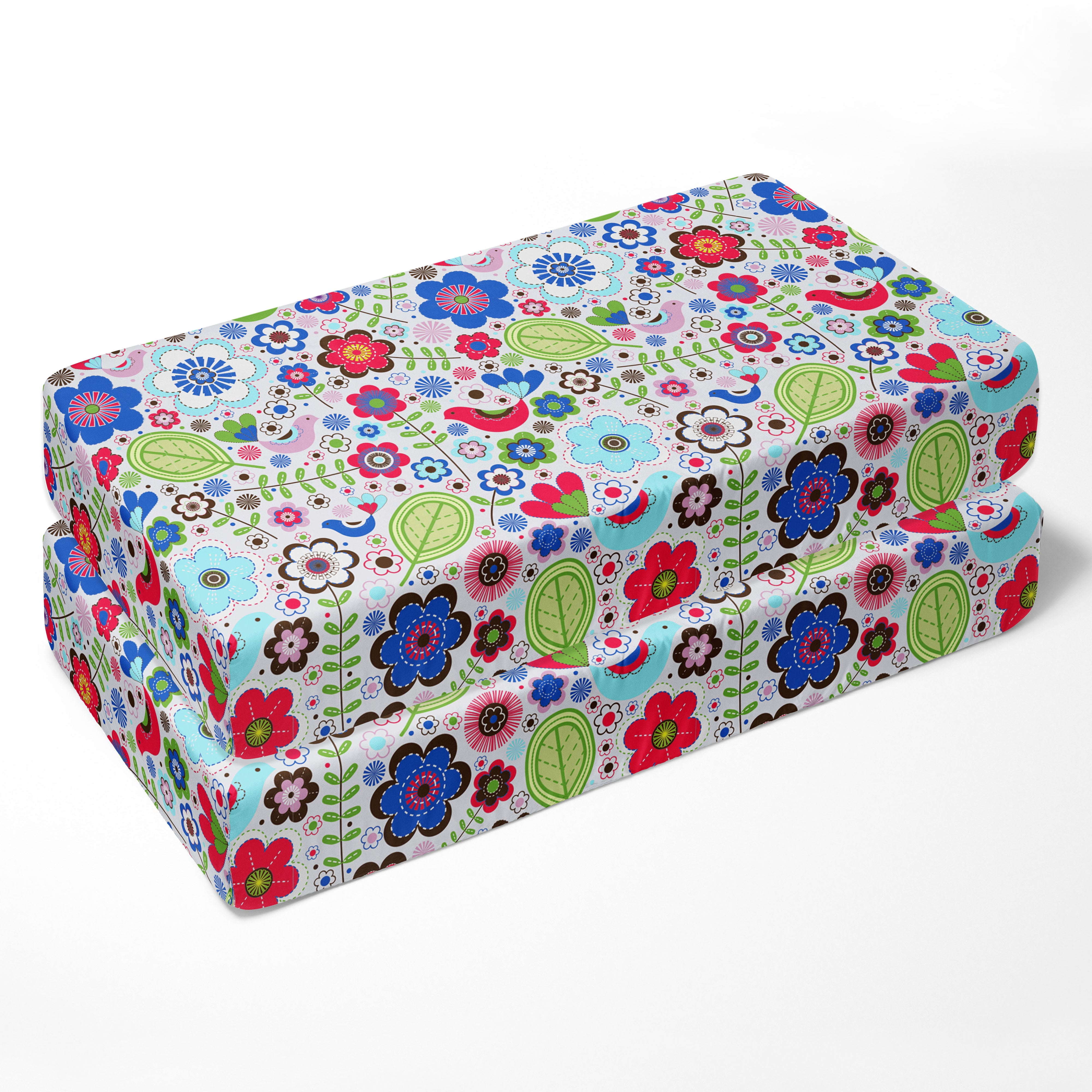Bacati - Crib or Toddler Bed Fitted Sheet 100% Cotton Percale, Botanical, Pink/Aqua/Fuchsia/Green