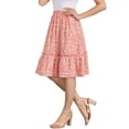 thumbnail image 4 of INSPIRE CHIC Women's Skirts Elastic Waist A-Line Flowy Tiered Ruffle Floral Midi Skirt Light Pink M, 4 of 6