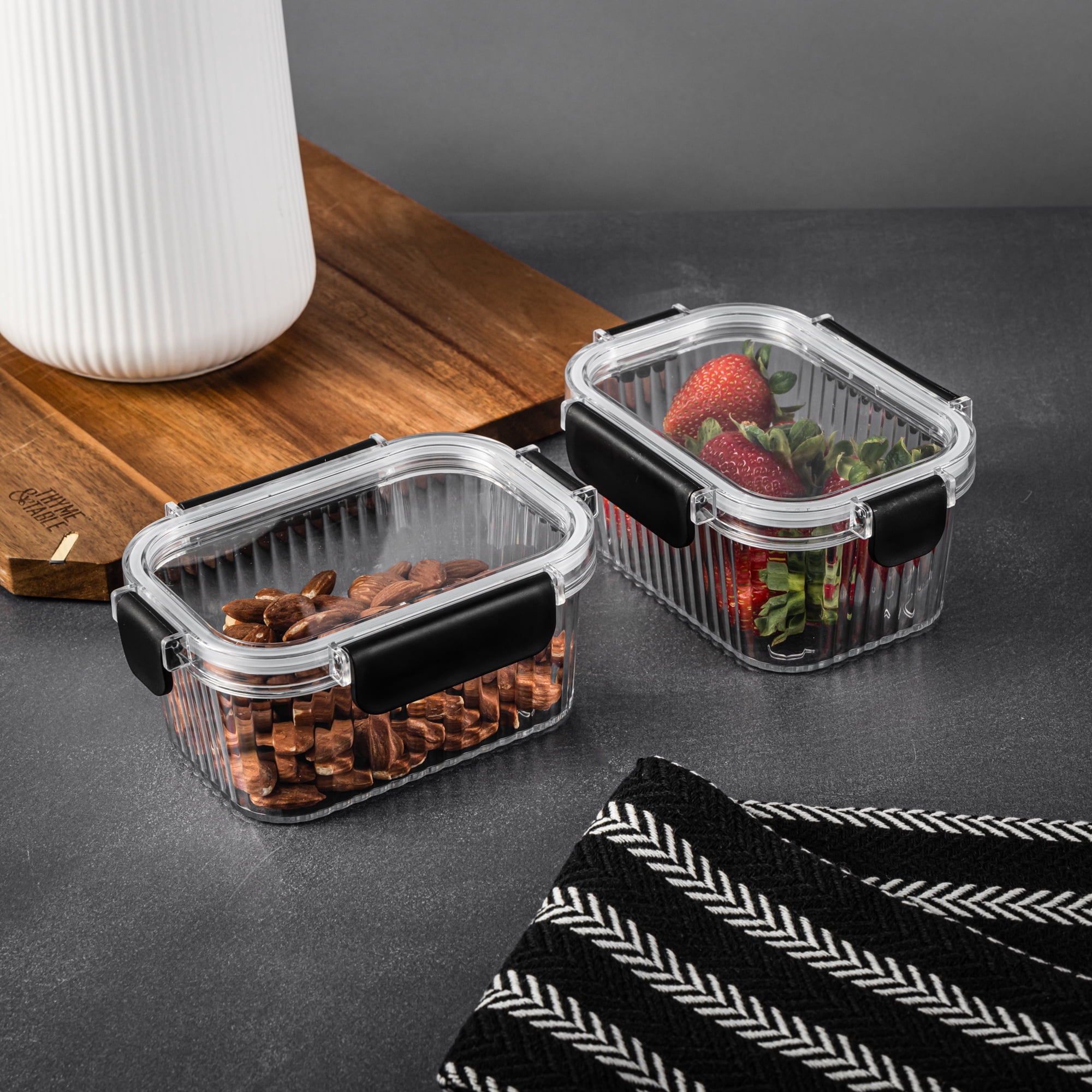 Thyme & Table 2 Pack of 2 Cup Food Storage Containers, Clear