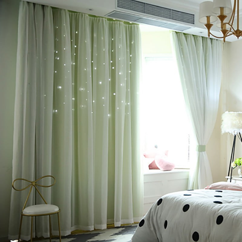Sheer Curtains Lantern Print Window Screen Curtains for Living Room O1P2 
