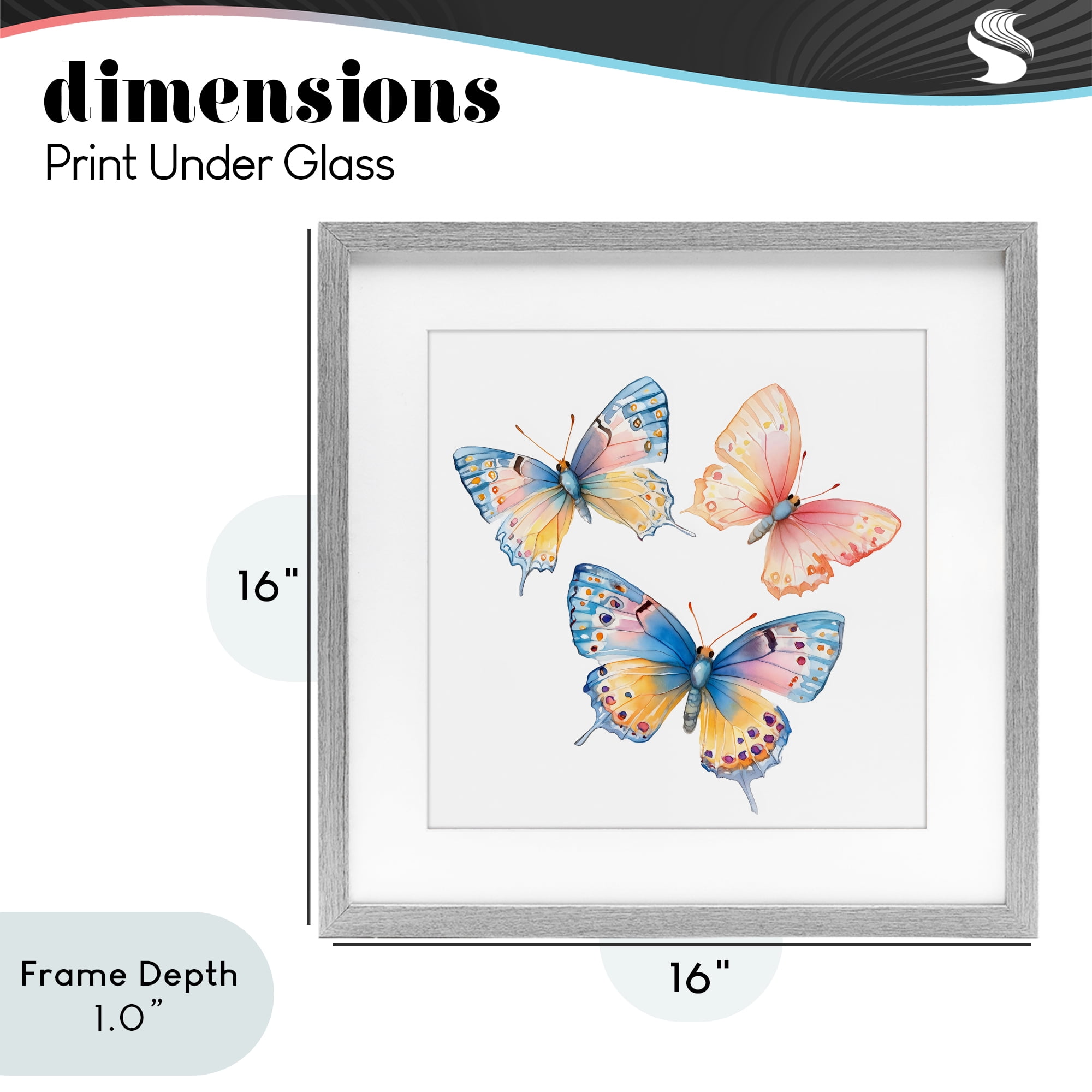 Stupell Industries Whimsical Butterfly Trio Gray Framed Print Under Glass, design by Creative Studio