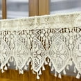 thumbnail image 3 of Rustic Crochet Curtains Valance for Kitchen Cotton Lace Curtains for Small Window Farmhouse Tassel Curtains for Coffee Decor Rod Pocket Hollow Sheer Curtain Tiers for Bath 1 Panel, 3 of 6