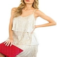 thumbnail image 4 of PENGXIANG Femmes Couches Volants Gâteau Robe Paillettes Spaghetti Sangle Mini Robe Backless Parti Danse Robe Cami, 4 of 5