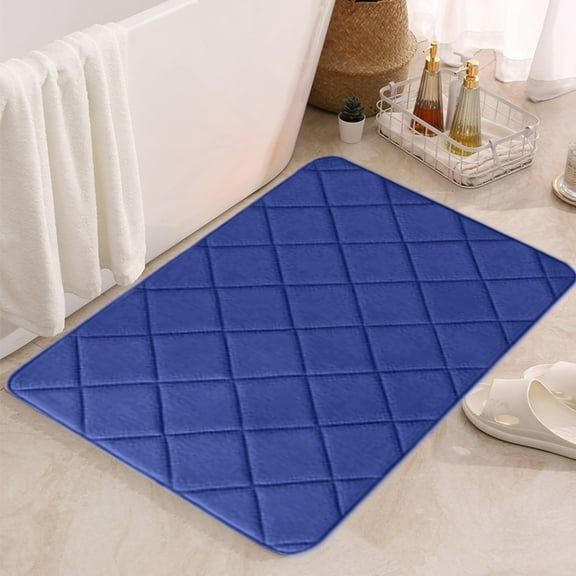 KMMYS Absorbent Non-Slip Bath Mat, Ultra-Soft Microfiber Plaid Floor Mat for Bathroom, Kitchen, Living Room, Bedroom, Machine Washable, Quick-Dry, for Tub and Shower Use