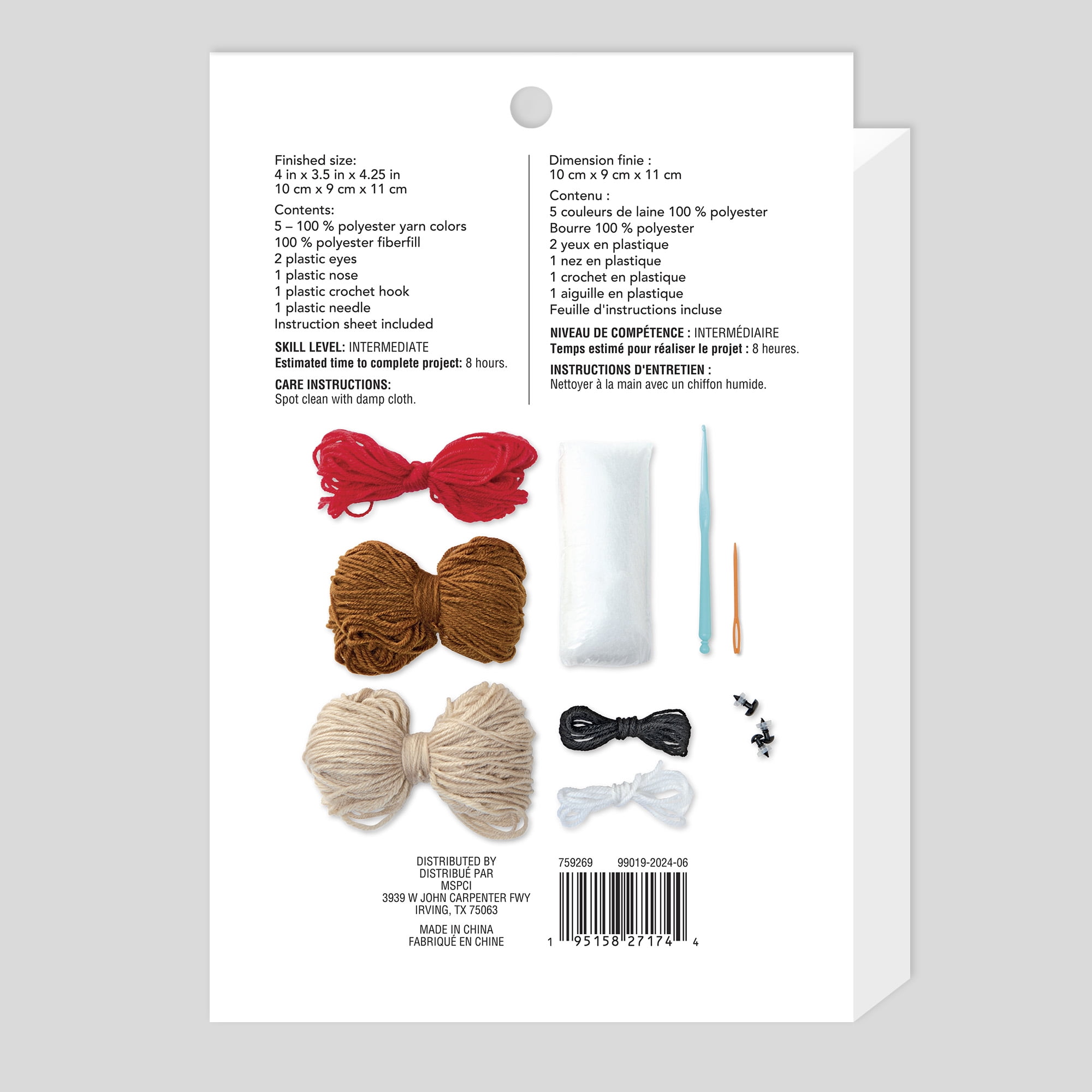 Intermediate Hedgehog Amigurumi Crochet Kit by Loops & Threads – DIY Stuffed Animal Craft Set with Yarn - Fiberfill - Hook & Instructions - Intermediate Skill Level - Makes 4.25" Plush - 6 Pack