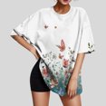 thumbnail image 2 of VJATTWR T-Shirts à Manches Courtes pour Femmes Femmes Été Décontracté Ample Col Rond Grande Taille Tunique à Manches Courtes T-Shirt L, 2 of 4