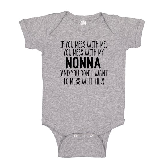 Don't Mess With My Nonna Baby Bodysuit One Piece NB Athletic Heather