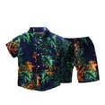 thumbnail image 3 of Dlasu Outfits Sets for Toddler Boys Hawaii Beach Tropical Print Short Sleeve Button Down Shirt and Shorts Clothing Sets, 3 of 6