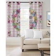 thumbnail image 2 of Spring Easter Kitchen Curtains Watercolor Floral Tulips Wreath Eggs Pink Plaid Cafe Short Curtains for Bathroom Blackout Window Curtain Small Window Treatment Drapes for Bedroom Living Room 52"x45"x2, 2 of 9