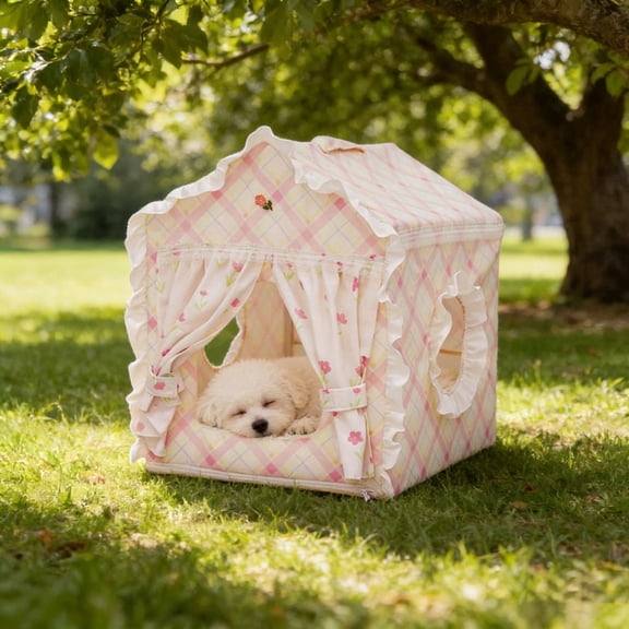 Pet Bed Semi Enclosed Removable Cat House, Foldable Portable Indoor Travel Shelter for Cats and Small Dogs