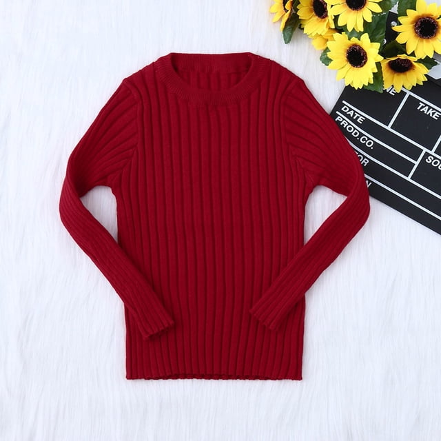 Tricot Côtelé pour Filles Bébés Enfants Doux Solide Chaud