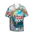 thumbnail image 2 of Kll Men'S Hawaiian Shirt Short Sleeve Button Down Beach Shirts-Travel Around The World, 2 of 8