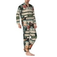 thumbnail image 2 of Lsque Vintage Art Butterfly Flower Pattern Long Sleeve Pajama Set for Men - Soft 2-Piece Sleepwear and Loungewear Set with Pockets, Comfy Nightwear-Medium, 2 of 7