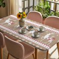 thumbnail image 3 of Christmas Elk Table Cloths for 3 Foot Rectangle Tables, Xmas Snowflakes Vintage Brown Geometric Art Patio Waterproof Elastic Fitted Tablecloths, Washable Rectangular Table Cover for Camping, 3 of 8