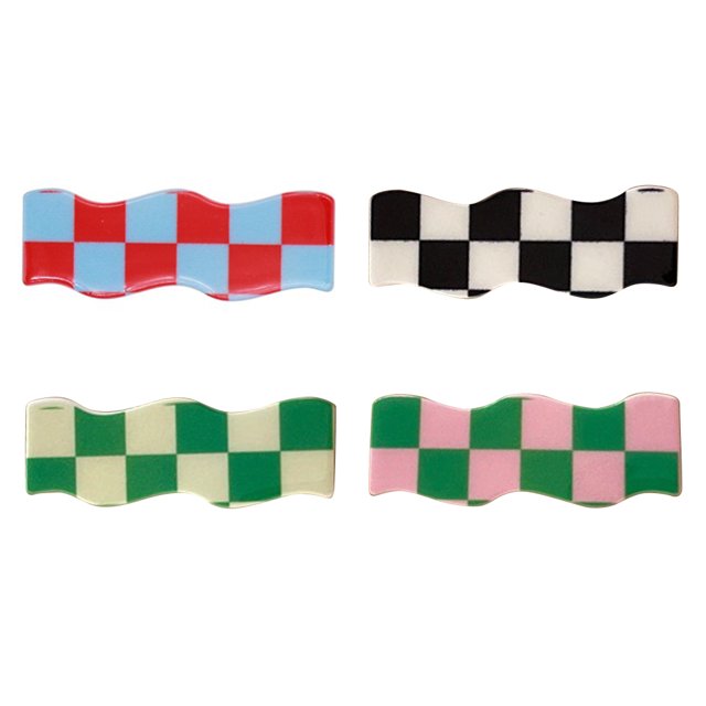 4 unids Moda Plaid Ola Playos Clips Pinzas Horquillas Mujeres Hairgrip Accesorios para el cabello