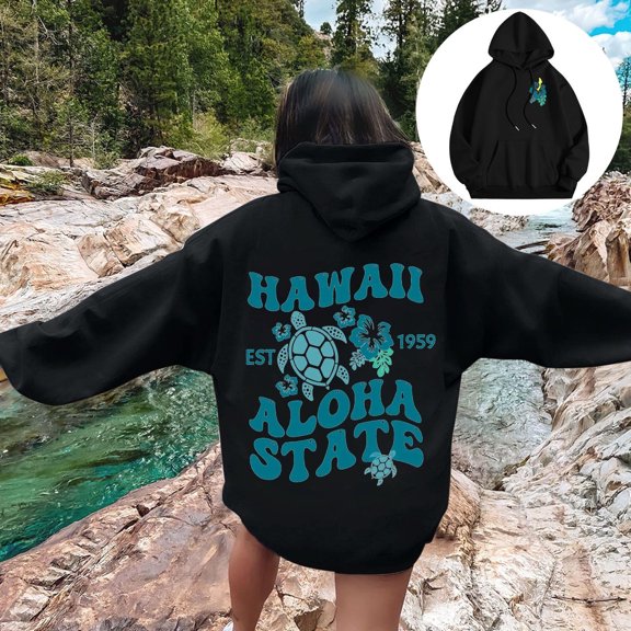 Hawaii Aloha State Hoodie Unisex Red Pullover Sweatshirt with Graphic Print Comfortable and Stylish