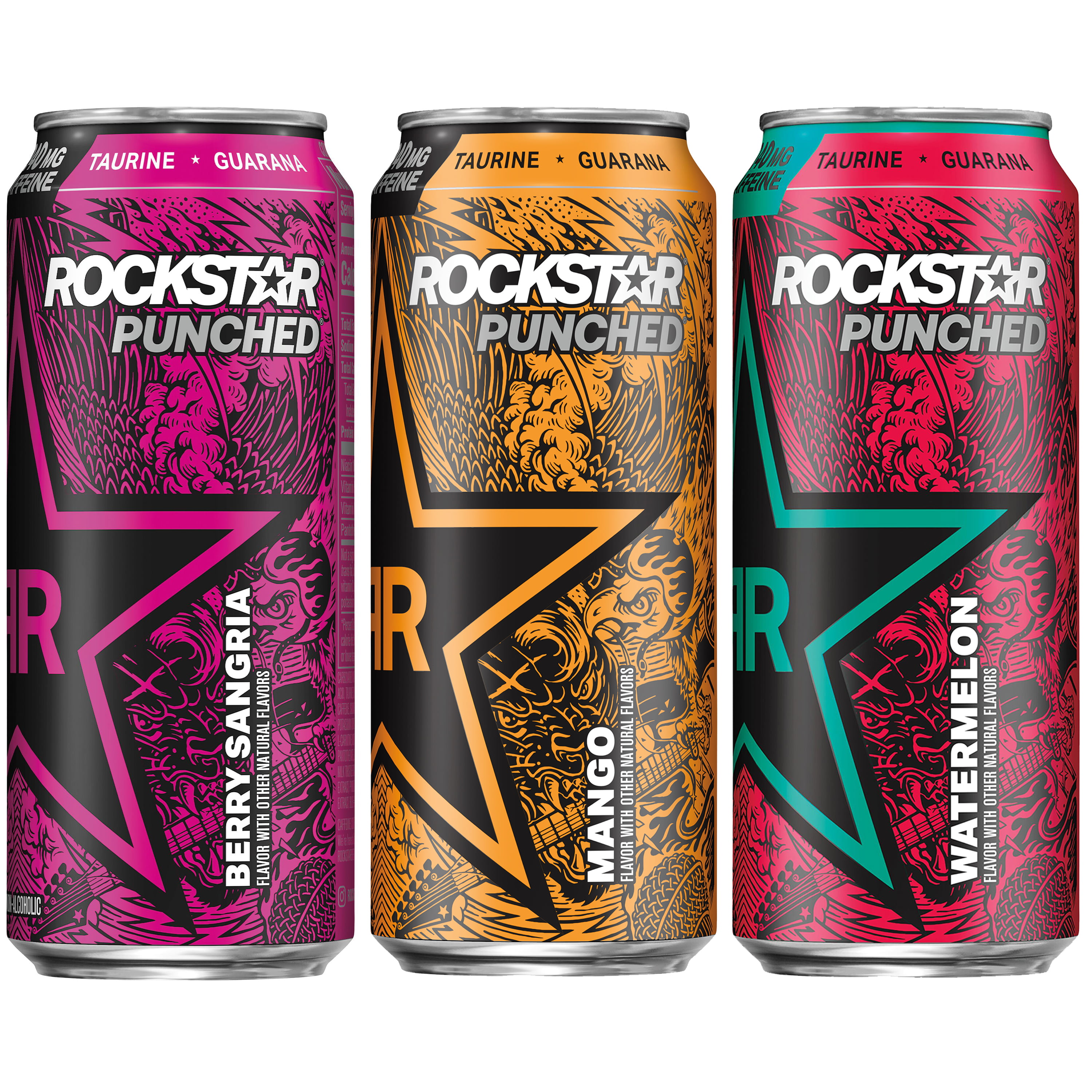 Rockstar Punched 3 Flavor Variety Pack Energy Drink, 16 fl oz, 12 Cans ...