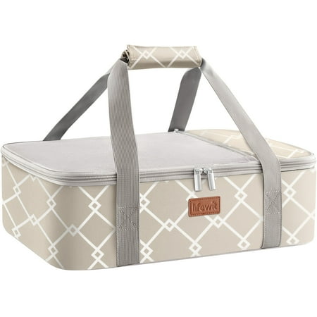 One/ Double Decker Insulated Casserole Carrier for Hot or Cold Food, Casserole Dish Carrying Case, Lasagna Holder for Potluck Parties/ Picnic/ Cookouts/ Party, Fits 9"x13" Baking Dish