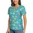 thumbnail image 5 of Yiaed Donut Print Women's T Shirt V-Neck Short Sleeve Shirt Casual Breathable Tee Summer Tops-Large, 5 of 5