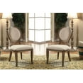 thumbnail image 4 of Dining Chairs 2pcs Set Rustic Oak And Beige Padded Fabric Seat Solid wood Dining Room Furniture Unique Design, 4 of 6
