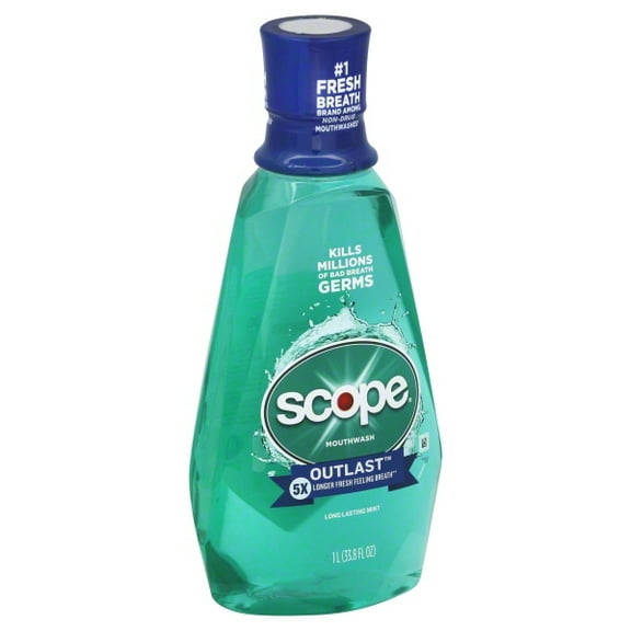 Scope Outlast Long Lasting Mint Mouthwash, 33.8 fl oz