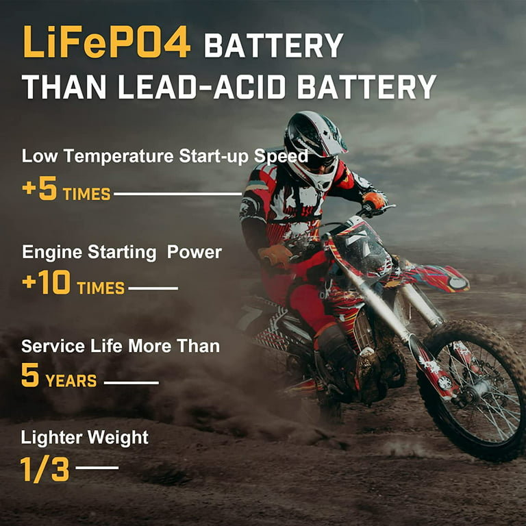 Lithium Motorcycle Battery Replaces YTX14-BS YTX16-BS YB10-A2 YB14