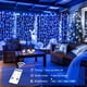 thumbnail image 4 of Curtain Lights with Remote, 10x10ft Blue and White Christmas Lights Outdoor, 8 Modes Hanging String Lights for Bedroom Party Window,, 4 of 8