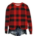 thumbnail image 5 of NTACZA Plus Size Tops for Women Crewneck Plaid Red Sweatshirts Soft Loose Long Sleeve Shirts Casual Shirts for Women M, 5 of 7