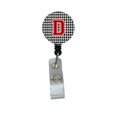 thumbnail image 1 of Houndstooth Black Initial D Monogram Initial Retractable Badge Reel or ID Holder with Clip, 1 of 1