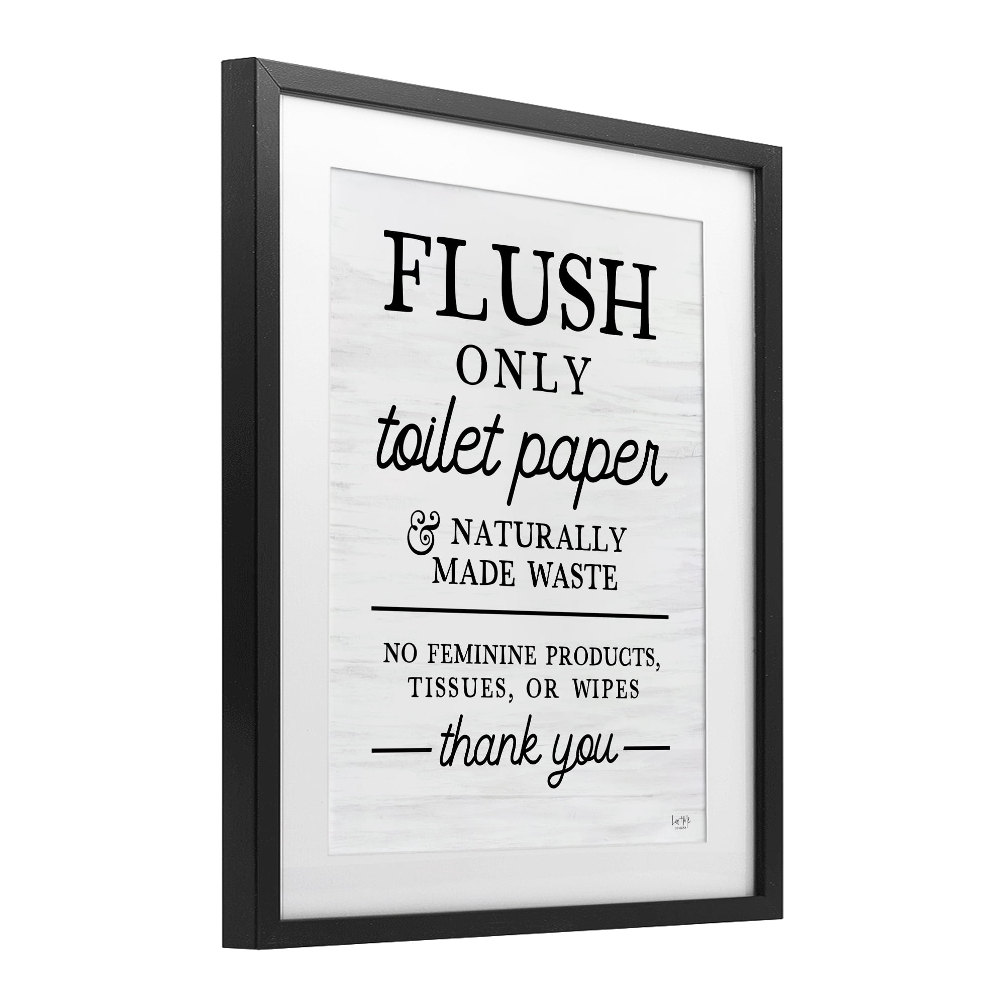 Stupell Industries Flush Only Toilet Paper Rules Black Framed Print Under Glass, design by Lux + Me Designs