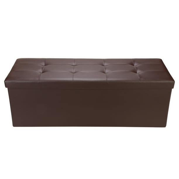 Homegear 43.3" Folding Storage Ottoman / Footstool / Bench Brown
