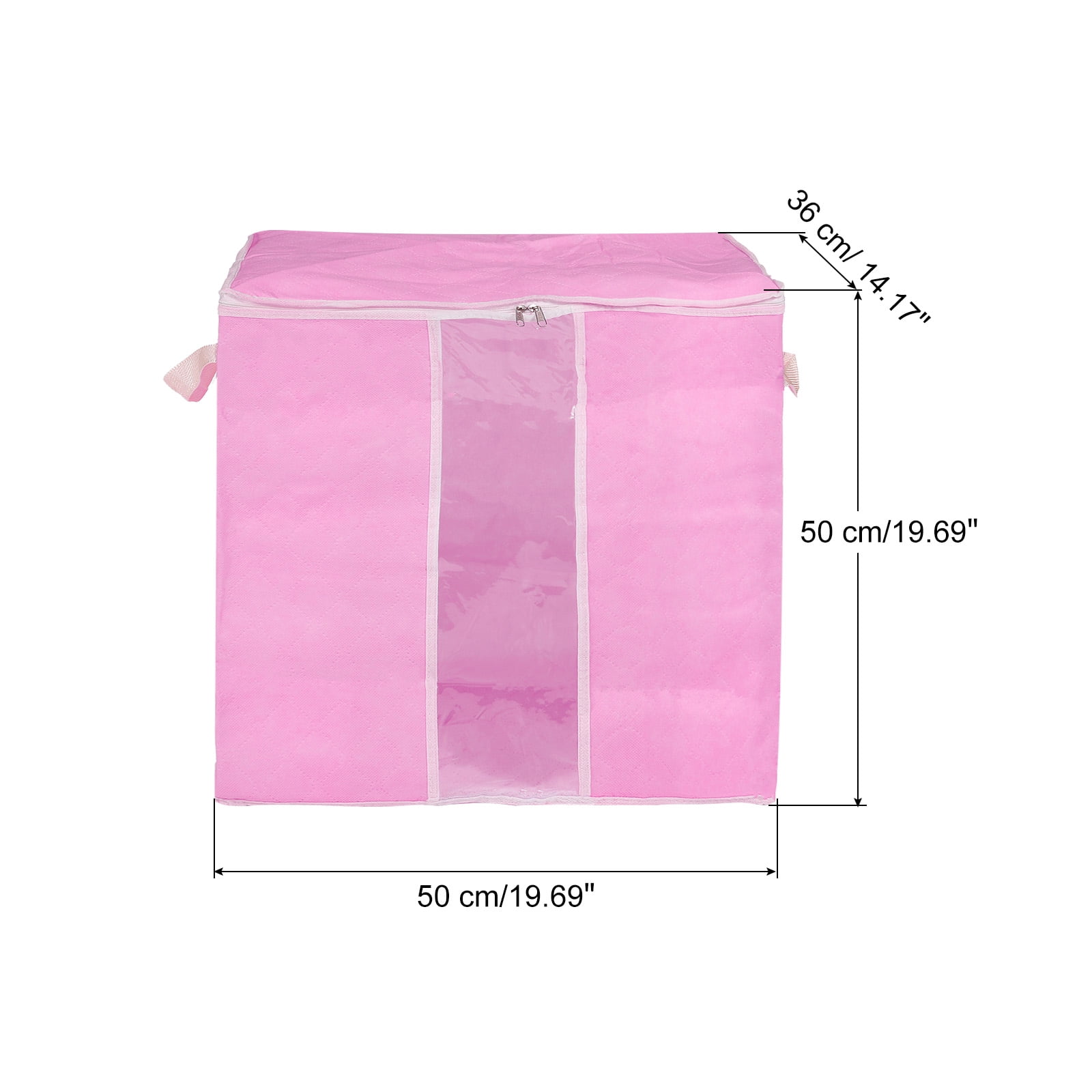 Unique Bargains Foldable Clothes Storage Bags with Reinforced Handle Pink