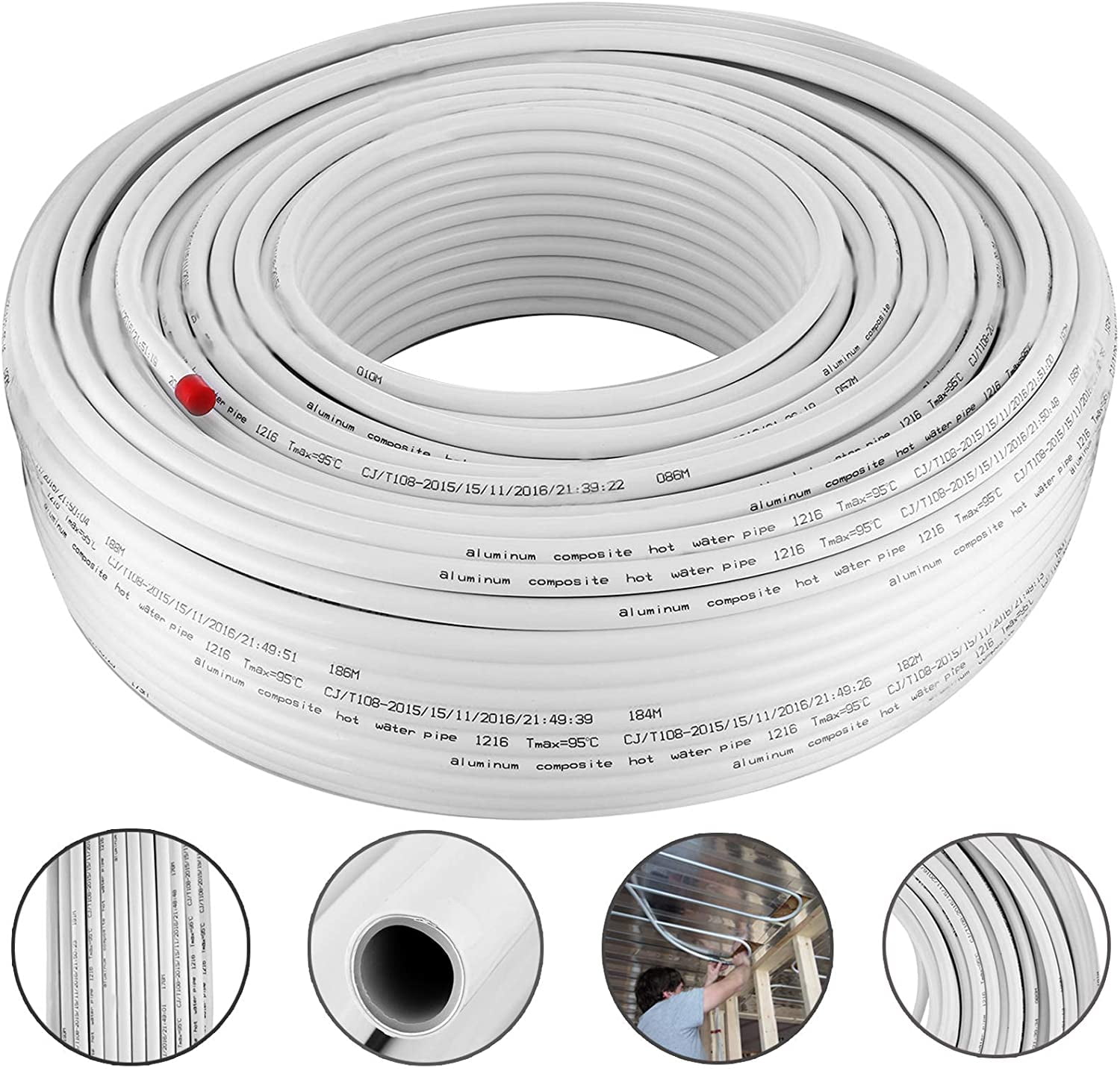 VEVOR PEX AL PEX Tubing 1/2 inch Roll of 656 Ft 200 M Radiant Heat ...