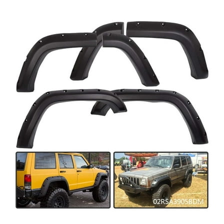 WaiRitoday Textured Black Fender Flares Fit For Jeep Cherokee XJ(4DR) Sport Utility 84-2001