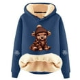 thumbnail image 1 of Chandail en Molleton Grande Taille, Sweat à Capuche Doublé Imprimé Vache Mignon Mode Décontractée Manches Longues pour Confort Confortable, Chandail en Molleton Col Rond Femmes, Taille : L, 1 of 5