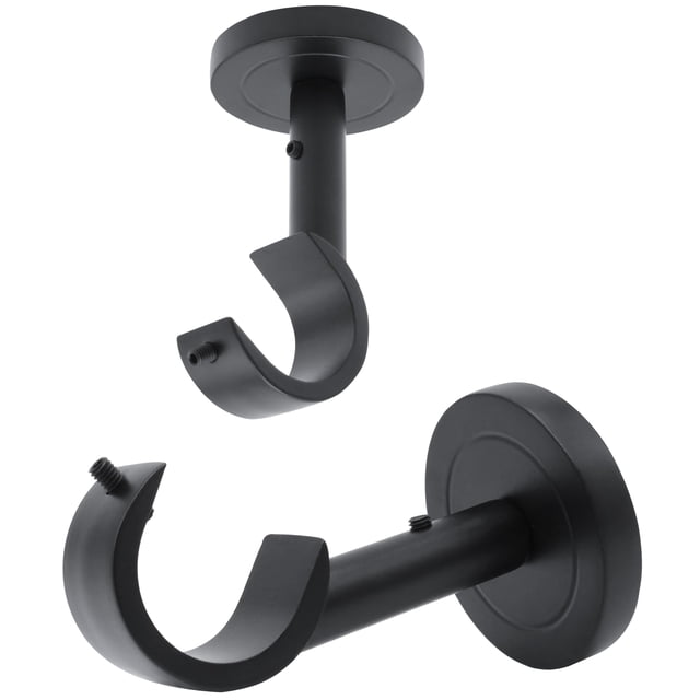 Soporte para barras de cortina A Key Tech de 1 pulgada para pared o techo, color negro